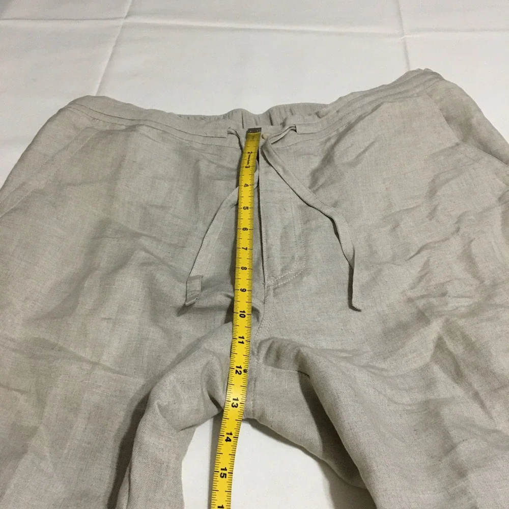 Cubavera Linen Blend Pants Mens Large Beige Drawstring Casual Relaxed